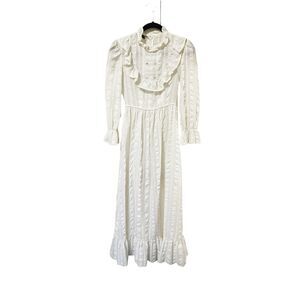 Mr Kolbert VTG Prairie Boho Maxi Dress Sz 5/6 White Guazy
